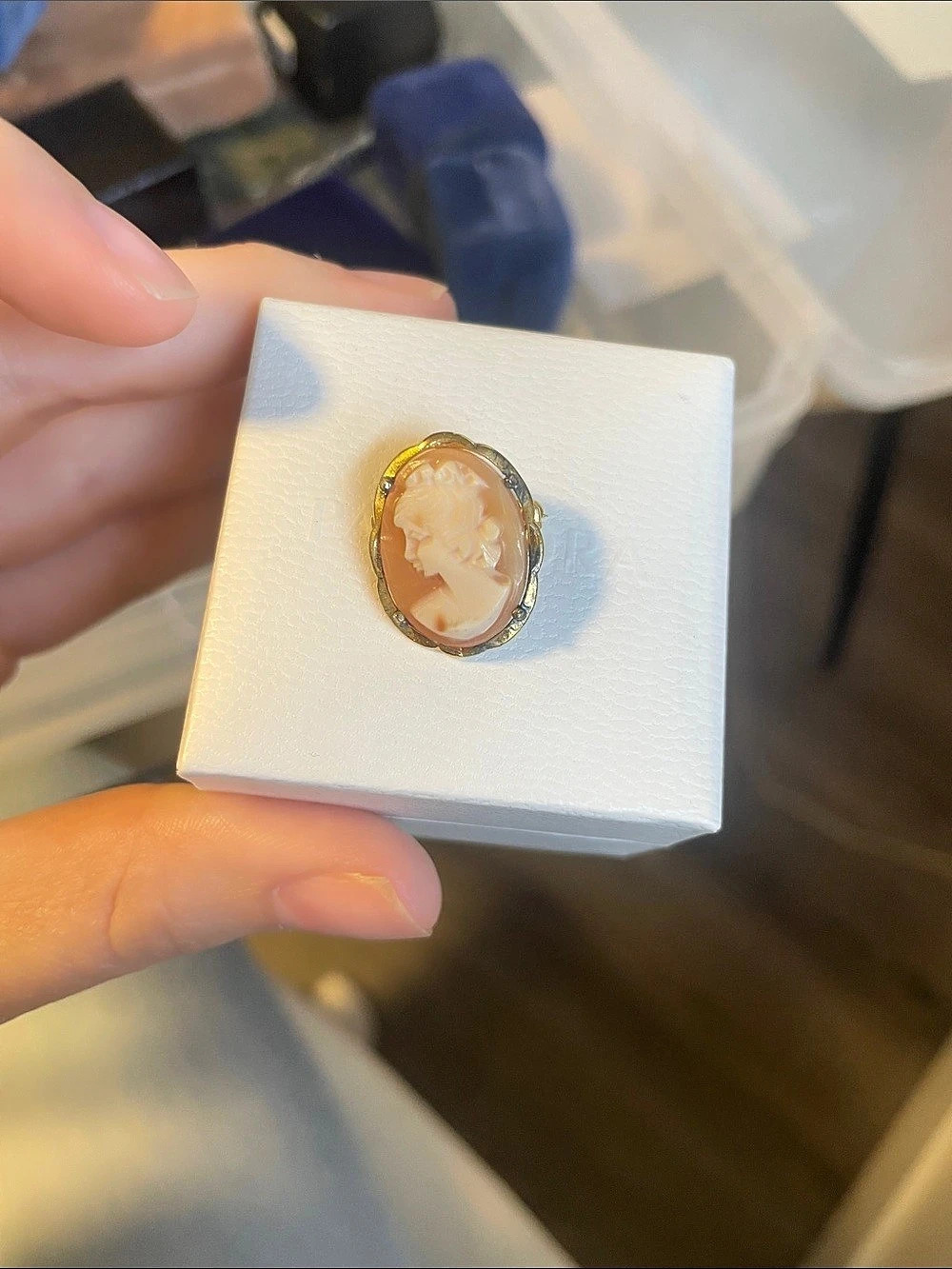 Vintage Hand Carved Shell Cameo 925 Sterling Silver Brooch Pendant